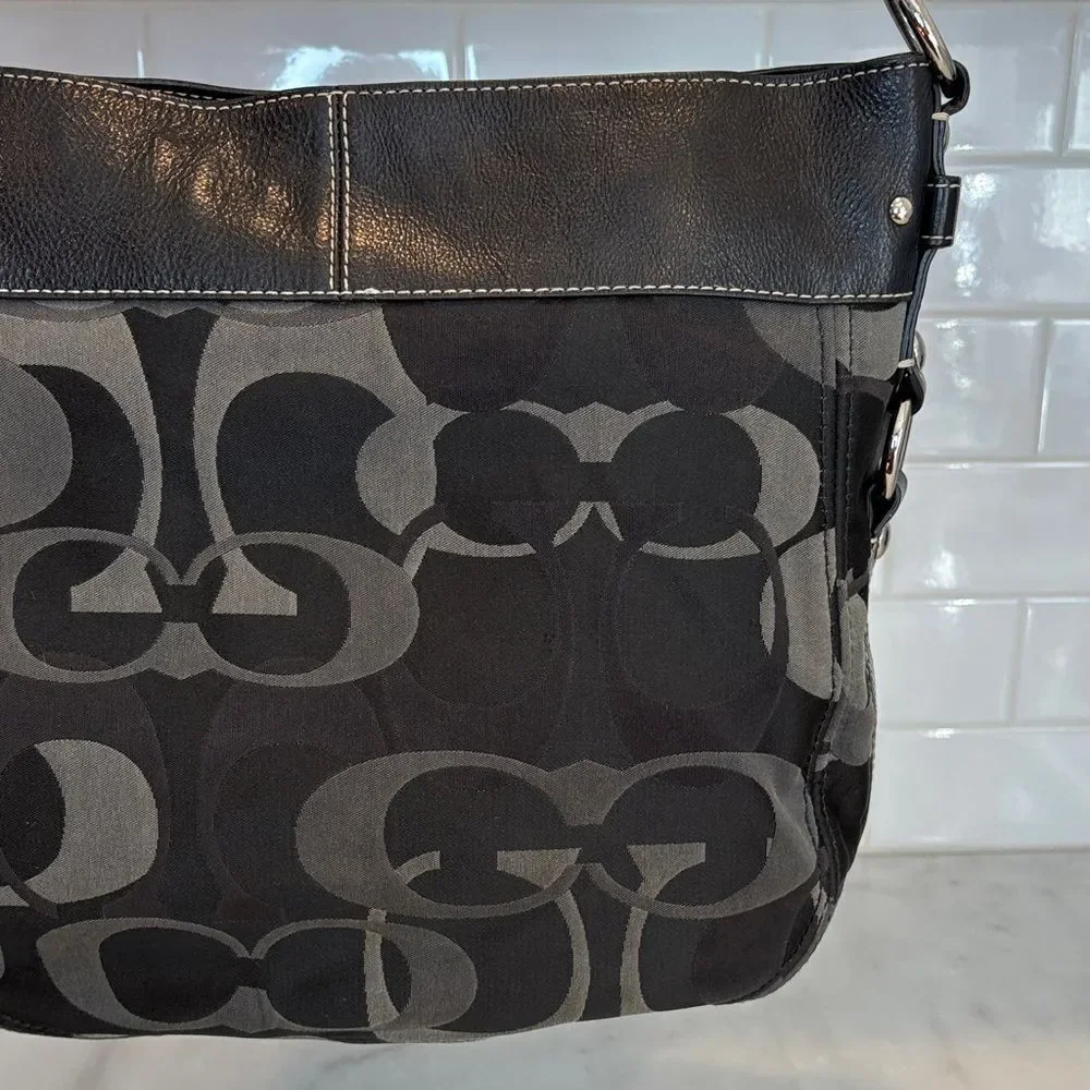 Coach Bag Purse Handbag Y2K Pocketbook Zoe Black and Gray Signature Tote